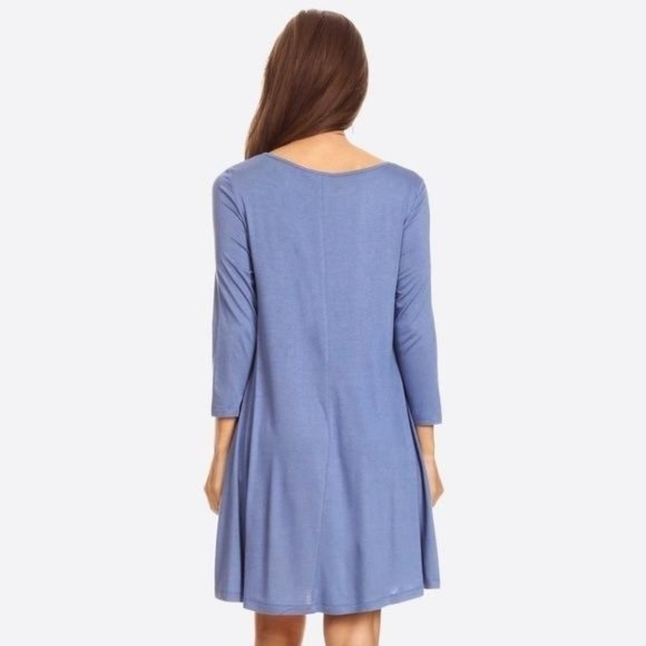Lightweight Jersey‎ Knit Dress Tunic 3/4 Sleeve - Picture 2 of 5